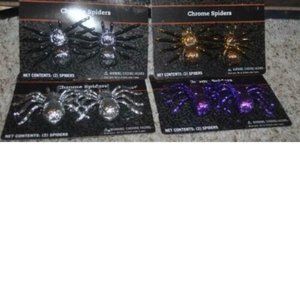 Chrome Hard Spiders Halloween Decorations 8 Silver Gold Purple Decor Indoor Use
